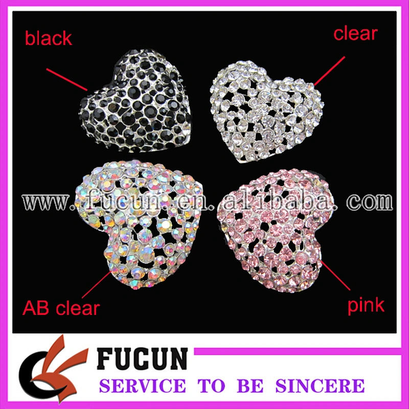 Wedding Bridal Bouquet Full Rhinestone Heart Brooch Pin