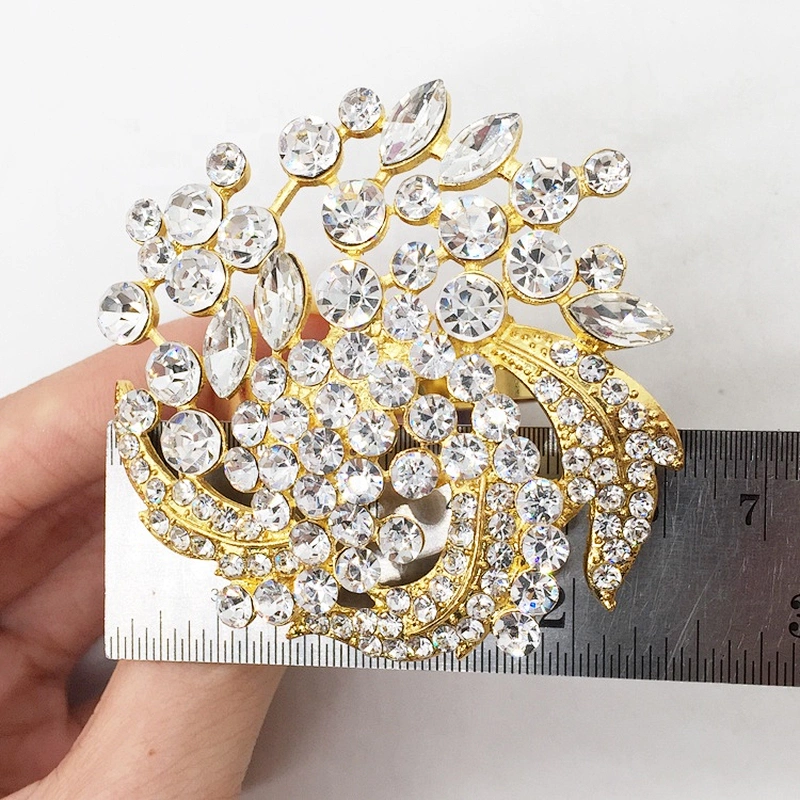 New design fashion wedding gold rhinestone floral napkin ring wholesale