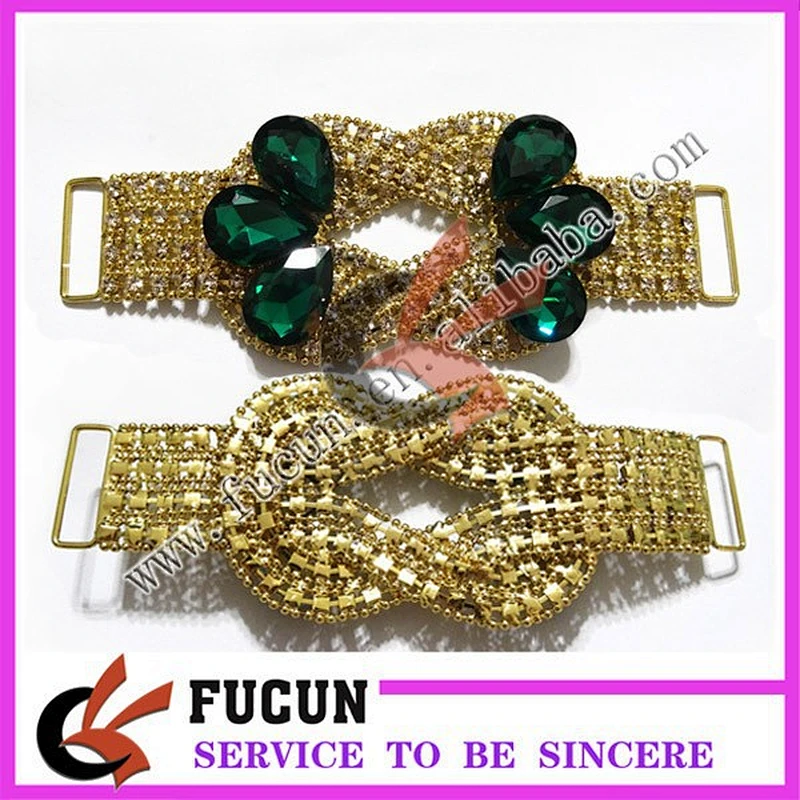 wholesale rhinestone bikini gold connector/bikini connector strass for bracelets swimwear