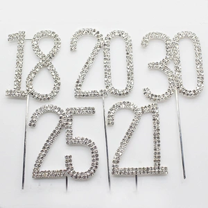small size wedding rhinestone table number birthday numeral cake toppers wholesale