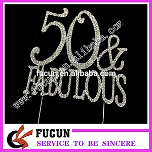Hot sale Wholesale Wedding centerpieces silver crystal 50 fabulous cake topper