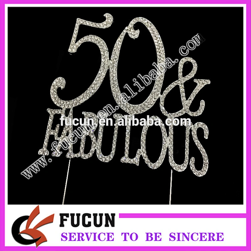 Hot sale Wholesale Wedding centerpieces silver crystal 50 fabulous cake topper