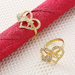 Hotel Restaurant Wedding Celebration Heart Design Rhinestone Table Napkin Ring