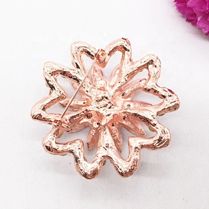 Vintage Rhinestone Rose Gold Glass Stones Crystal Brooch With Pin