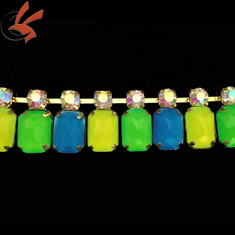 Neon colored crystal chain rhinestone banding chain decorative chain trims