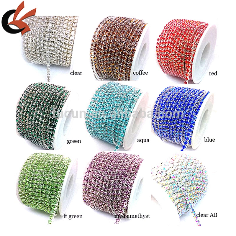 ss16 4 rows close clear rhinestone cup chain