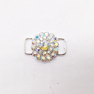 Crystal flower rhinestone clear ab swimming suit buckle connector for bikini centre