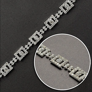 Silver banding beaded fabric sewing lace trim for garment accessories
