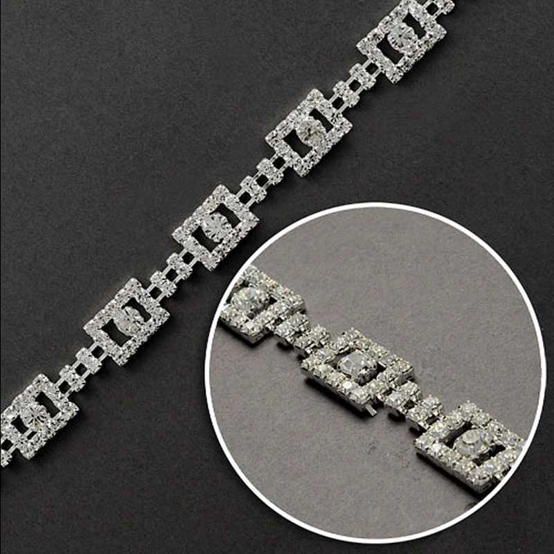 Silver banding beaded fabric sewing lace trim for garment accessories