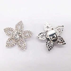 Wholesale Fashion European Women Silver Crystal Flower Rhinestone Floral Clip On Shoe Buckle