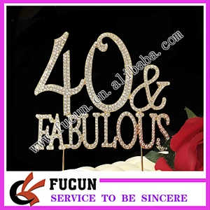 Wedding Occasion Decoration Item silver plating 40 fabulous rhinestone  cake topper