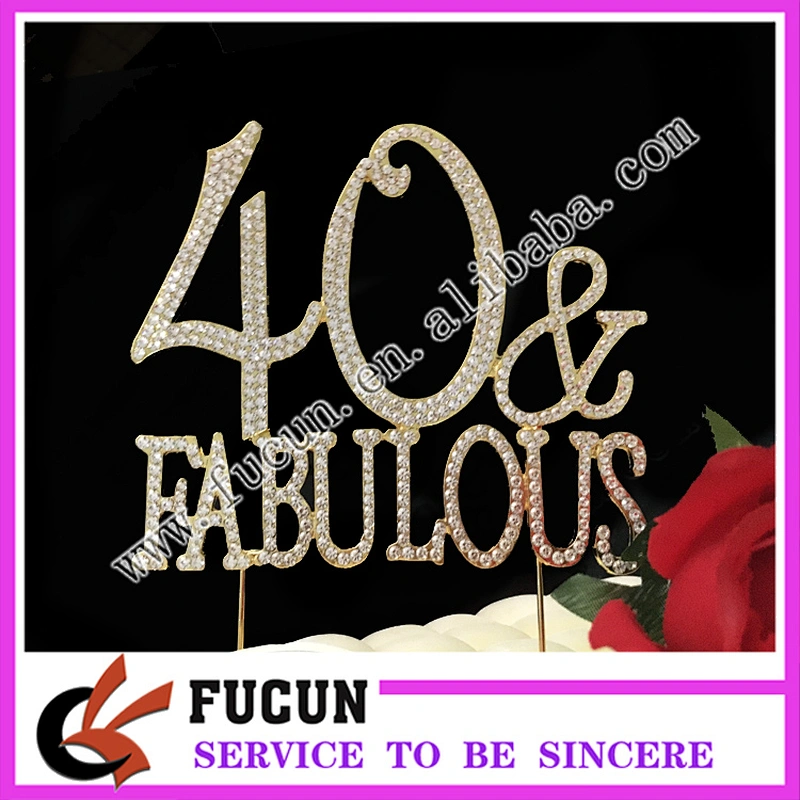 Wedding Occasion Decoration Item silver plating 40 fabulous rhinestone  cake topper