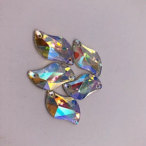 Hot sale Flat back  S shape 21*28mm crystal  sewing  on glass stone for wedding dress