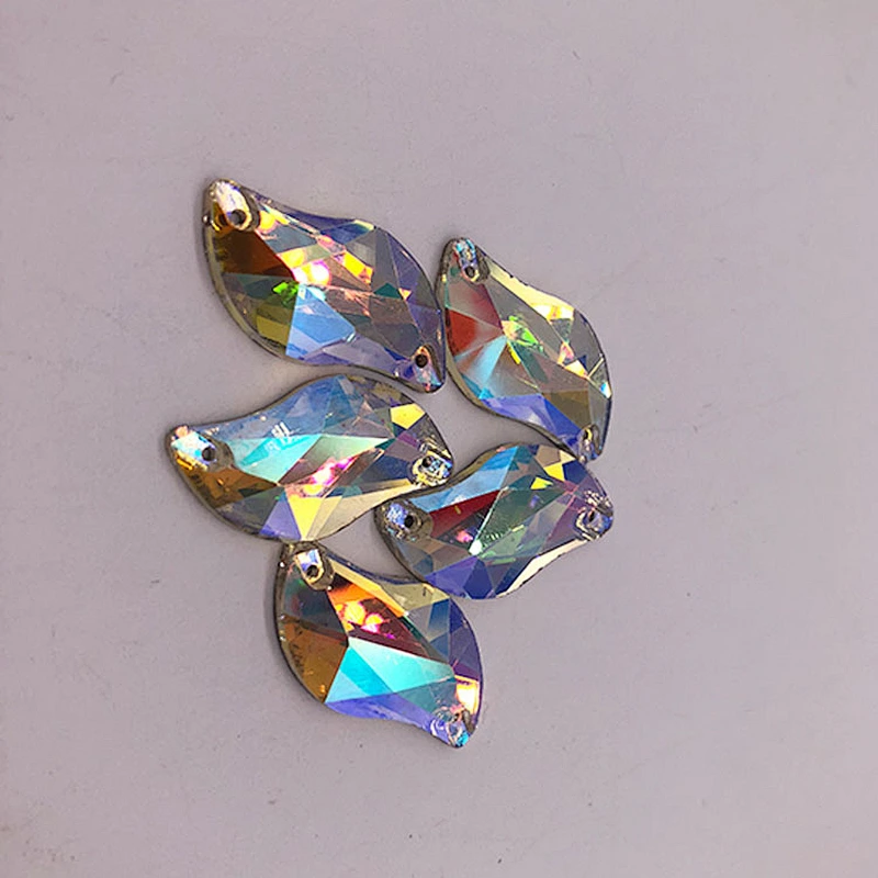 Hot sale Flat back  S shape 21*28mm crystal  sewing  on glass stone for wedding dress