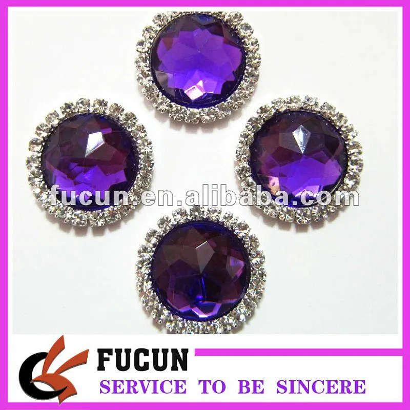fashional Purple acrylic diamond gem with rhinestones