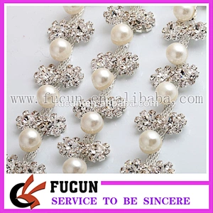 Wedding Bouquet Crystal Diamante rhinestone chain Pearl Trim sewing craft