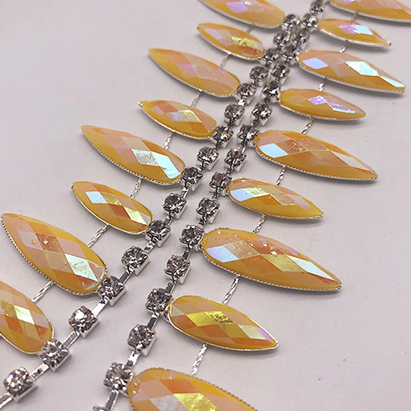 High Quality Sew On resin stones Trim Chain for DIY Wedding Dresses Bags Decoration