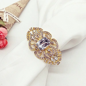 wholesale metal gold rhinestone napkin rings wedding