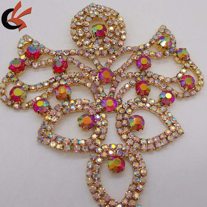 2019 New arrival Custom Sew On AB Clear Rhinestone Applique for Dance Dress Decoration