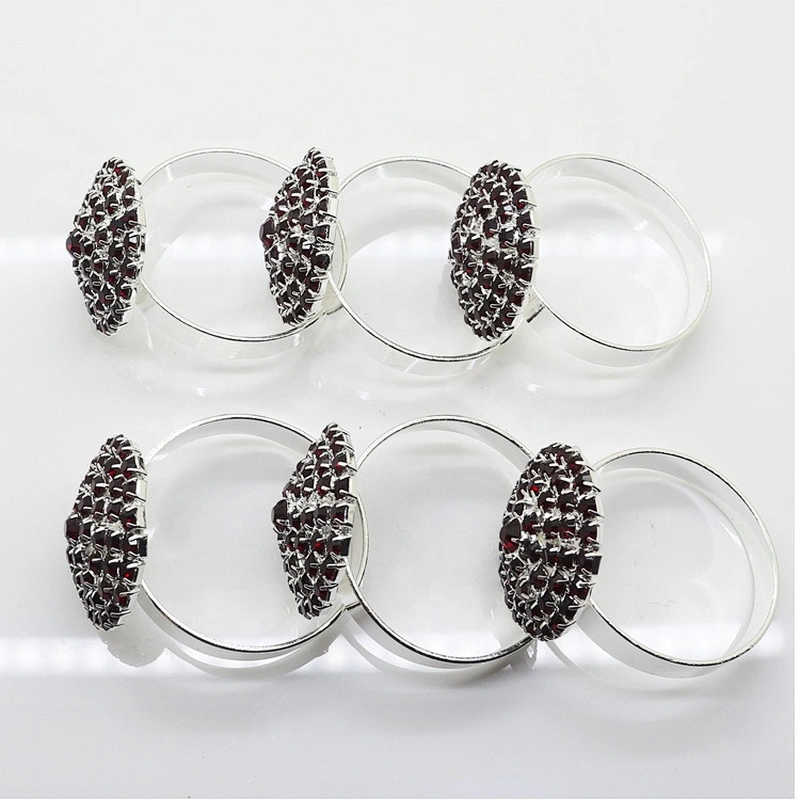 Wedding favors crystal round colorful design red rhinestone napkin ring for Christmas
