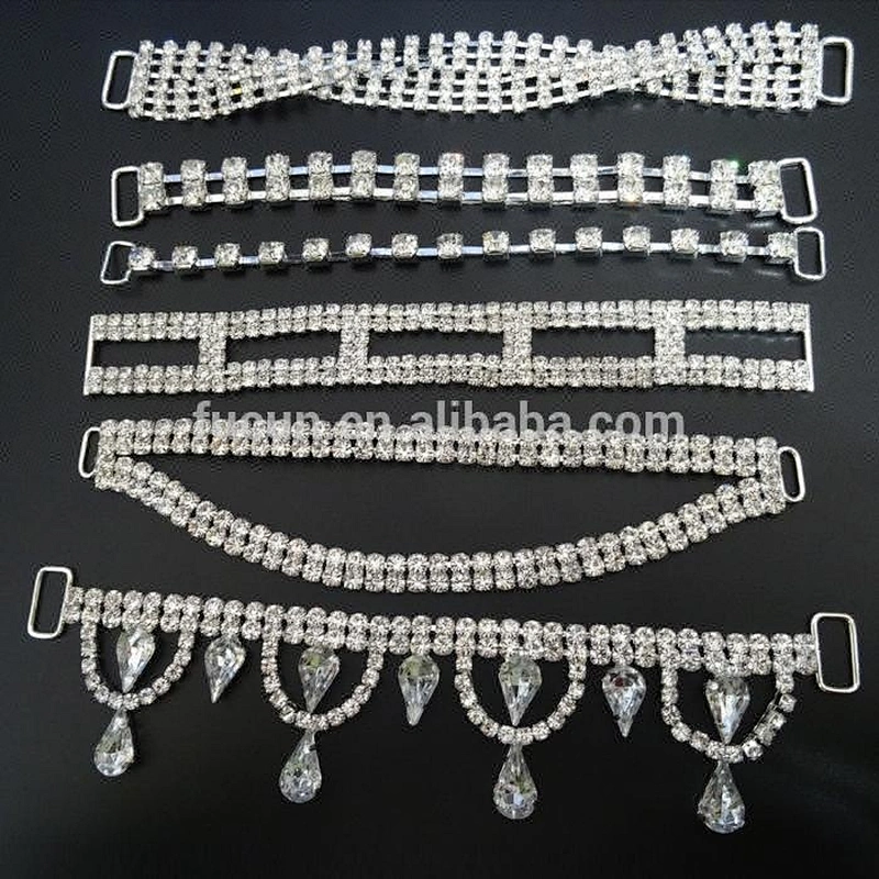 china Custom Long Metal crystal rhinestone bikini connectors