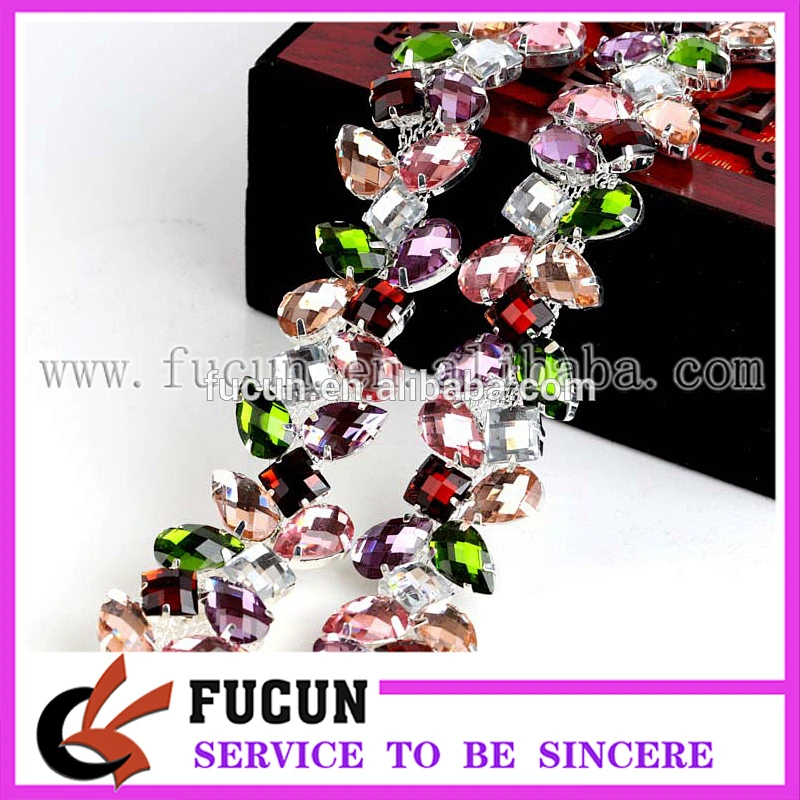 Multi-colored rhinestone chain hair dress collar rhinestone trimming