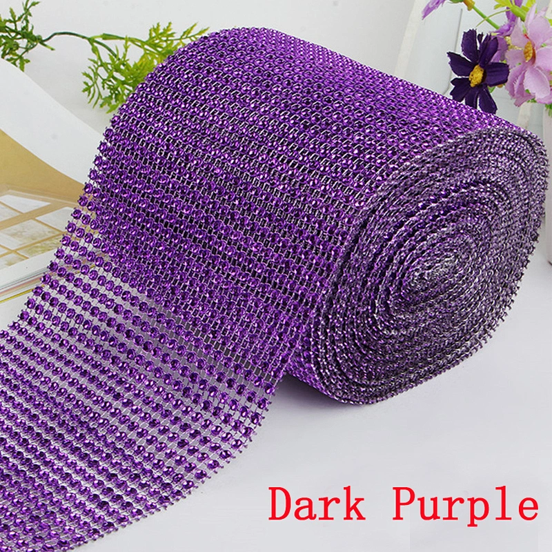 Party Supplier 24 Row Plastic Rhinestone Mesh Ribbon Roll for Cake Wedding Birthday Decor