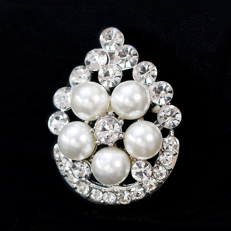 Flatback Faux Pearl Rhinestone Water drop Embellishments Button