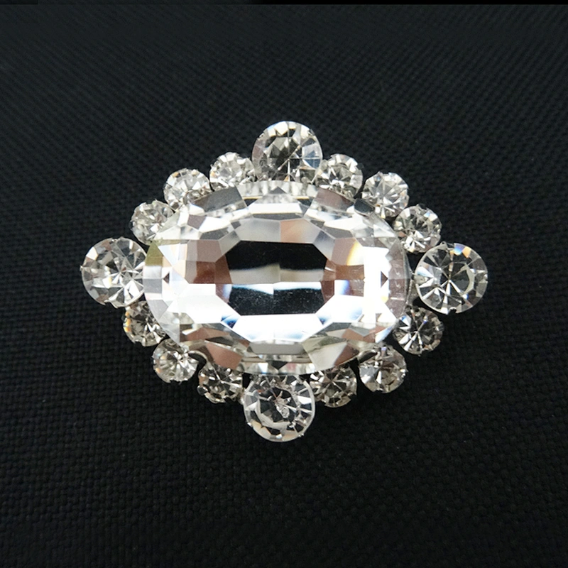 Fancy oval jewelry fake rhinestone alloy metal brooch pins