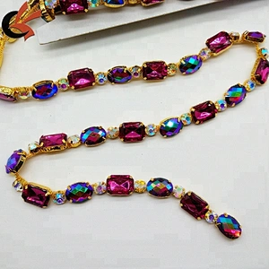 Color Rhinestone Acrylic Trims Chain for garment accessories and dance dress