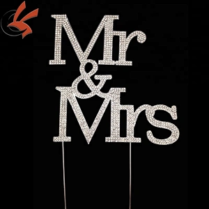 Large Mr & Mrs Rhinestone Diamante Crystal Wedding Engagement Cake Topper Decorations