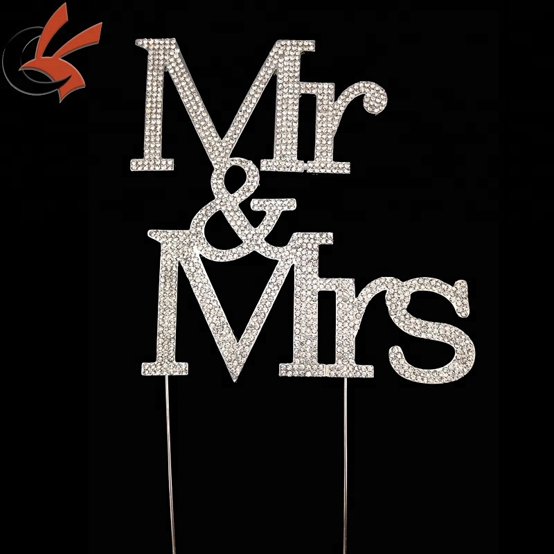 Large Mr & Mrs Rhinestone Diamante Crystal Wedding Engagement Cake Topper Decorations