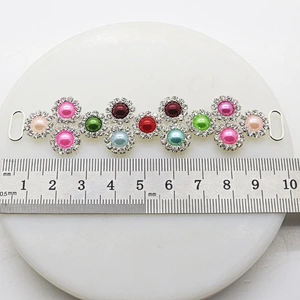 Silver Plated Crystal Rhinestone pearl Bikini Connector Diamond Swimwear Connector