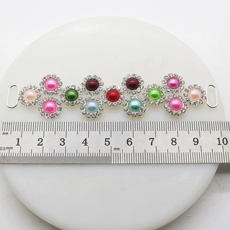Silver Plated Crystal Rhinestone pearl Bikini Connector Diamond Swimwear Connector