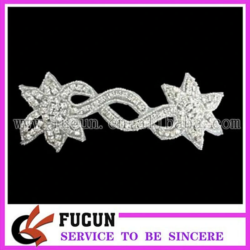 wholesale crystal rhinestone lace trim for bridal /kids clothing rhinestone appliques