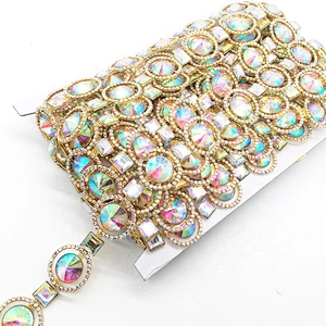Rhinestone Trim Round AB Stone Banding Trimmings For Carnival Dress