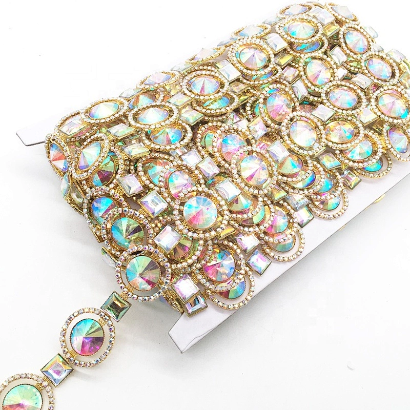 Rhinestone Trim Round AB Stone Banding Trimmings For Carnival Dress