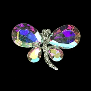 Newly trendy design crystal insect AB dragonfly shape rhinestone brooch for sell
