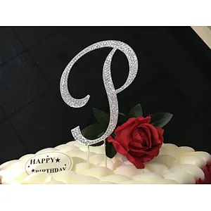 New product 2019 wholesale birthday favor items rhinestone letter wedding  cake topper