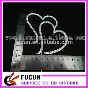 Wedding  Rhinestone Double Hearts Cake Topper