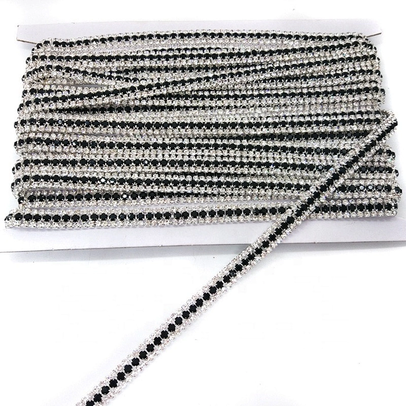 black rhinestone mix crystal cup chain rhinestone trim