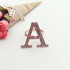 Bulk Wholesale custom gold letter rhinestone napkin holder napkin rings