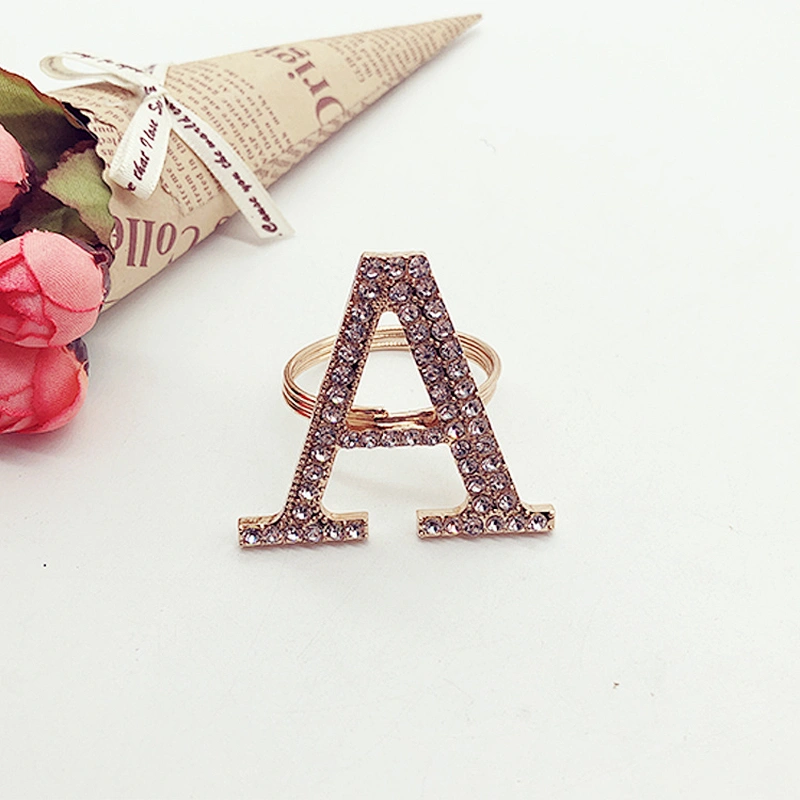 Bulk Wholesale custom gold letter rhinestone napkin holder napkin rings