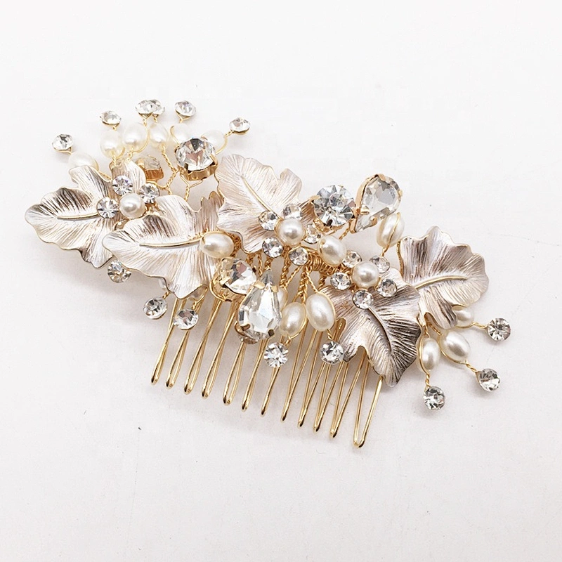 top seller 2019 trending styling hair comb wedding curly hair rhinestone bead comb factory price