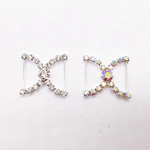 Fancy Diamante Rhinestone Buckle Bikini Bra Bow Rhinestone Connector For Swimwear