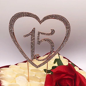 2019 sparkle rose gold plated crystal birthday  cake topper wholesale