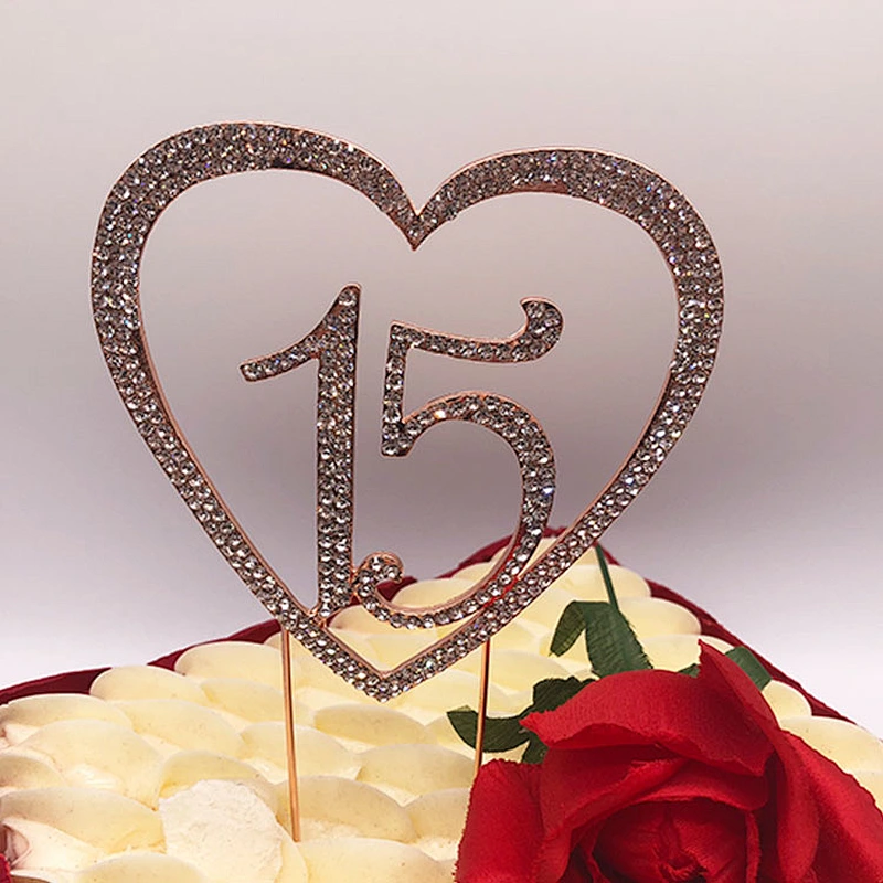 2019 sparkle rose gold plated crystal birthday  cake topper wholesale