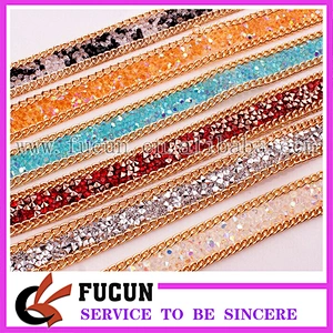 Hot Fix metal chain acrylic Crystal Rhinestone Mesh Trimming for garment,shoe,hat decoration