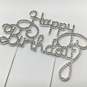 Happy Birthday Rhinestone Cake Topper for Birthday Party Decorations