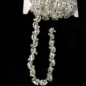 High quality crystal glass gems bridal wedding dress rhinestone trim chain